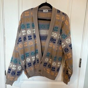 Vintage Saks Fifth Avenue Multicolor Patterned Cardigan Large